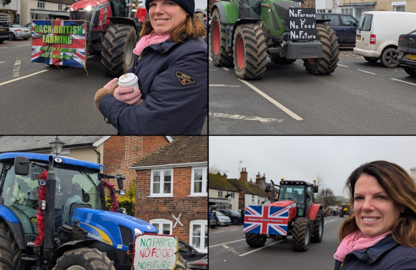 Caroline with various tractors