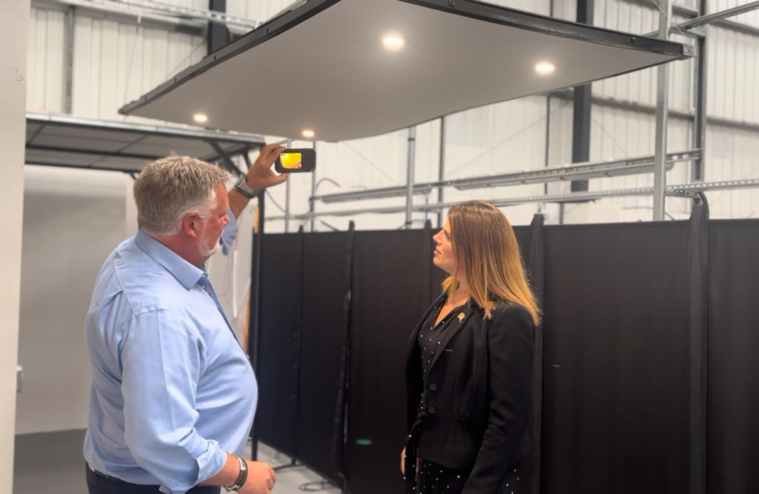 Caroline Nokes with NexGen Managing Director, looking at how the heating technology works